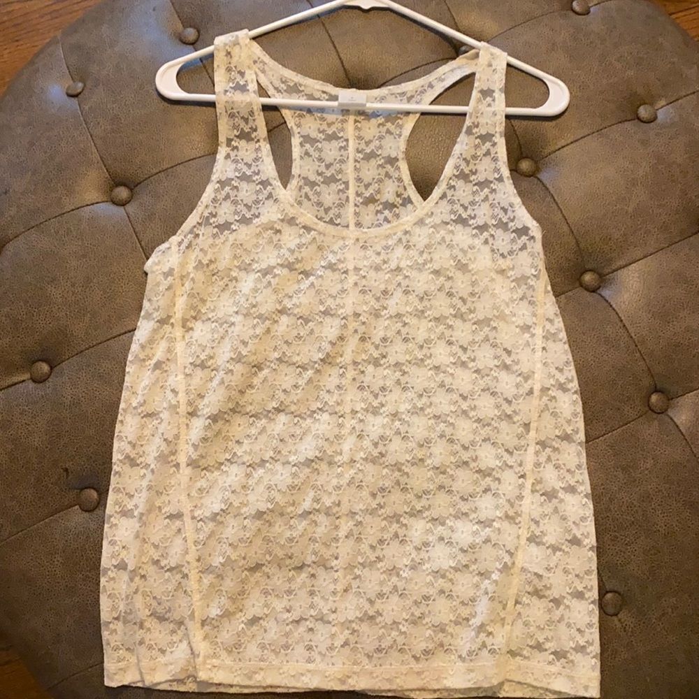 Hinge see-thru floral tank